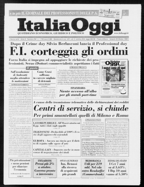 Italia oggi : quotidiano di economia finanza e politica